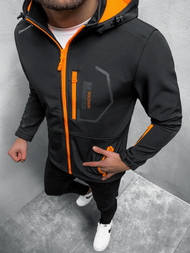 Férfi kapucnis softshell kabát fekete OZONEE JS/HH024/1B