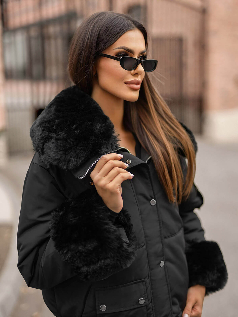 Női téli kabát fekete OZONEE O/H833