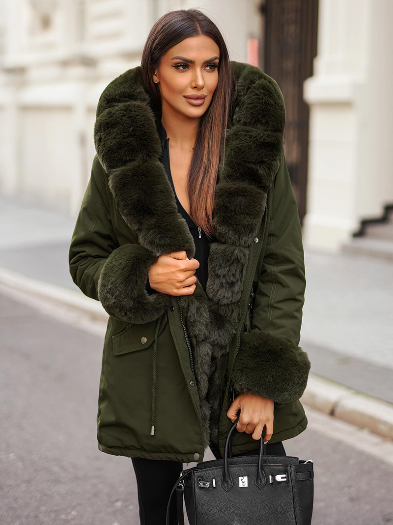 Női téli kabát Zöld OZONEE JS/16M9062/136Z