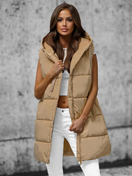 Női hosszú mellény bézs OZONEE O/81266Z