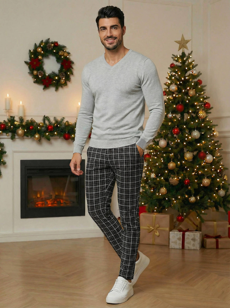 Férfi chino nadrág fekete OZONEE DJ/5515Z