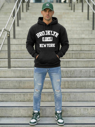 Férfi kapucnis felső fekete OZONEE JS/8B1767/3Z