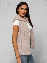 Női hosszú mellény bézs OZONEE JS/16M9255/62