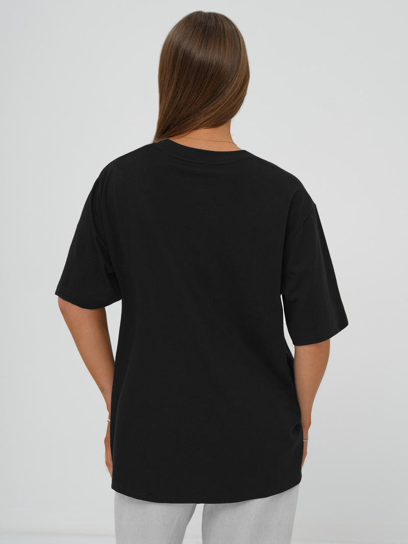 Női polo fekete OZONEE DJ77423