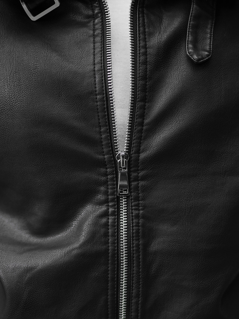 Férfi bőrdzseki fekete OZONEE JB/JP1178Z