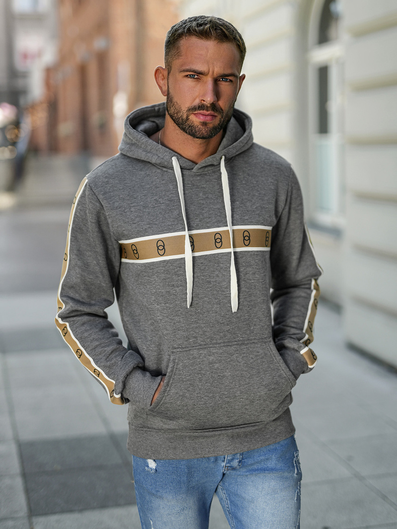 Férfi kapucnis felső grafit OZONEE JS/8B1729/5