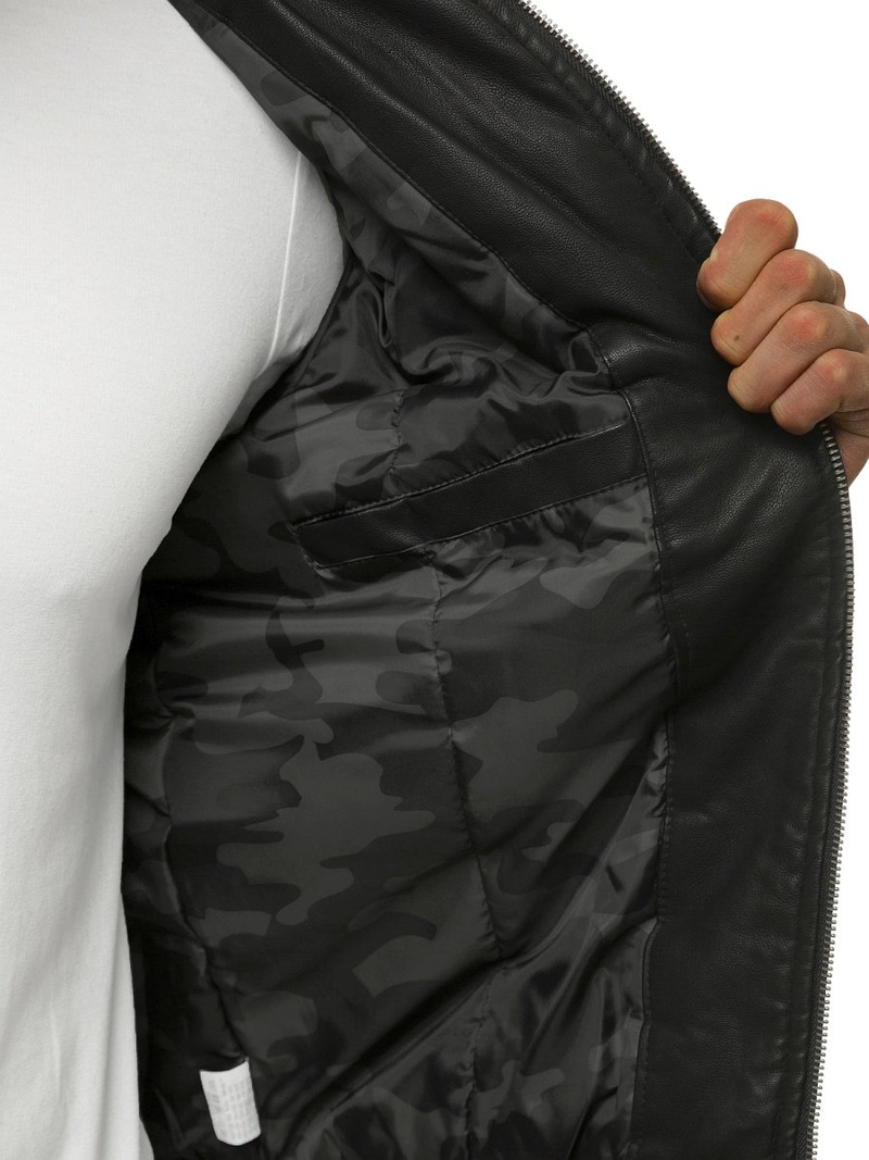 Férfi pilóta bőrkabát fekete O/4811