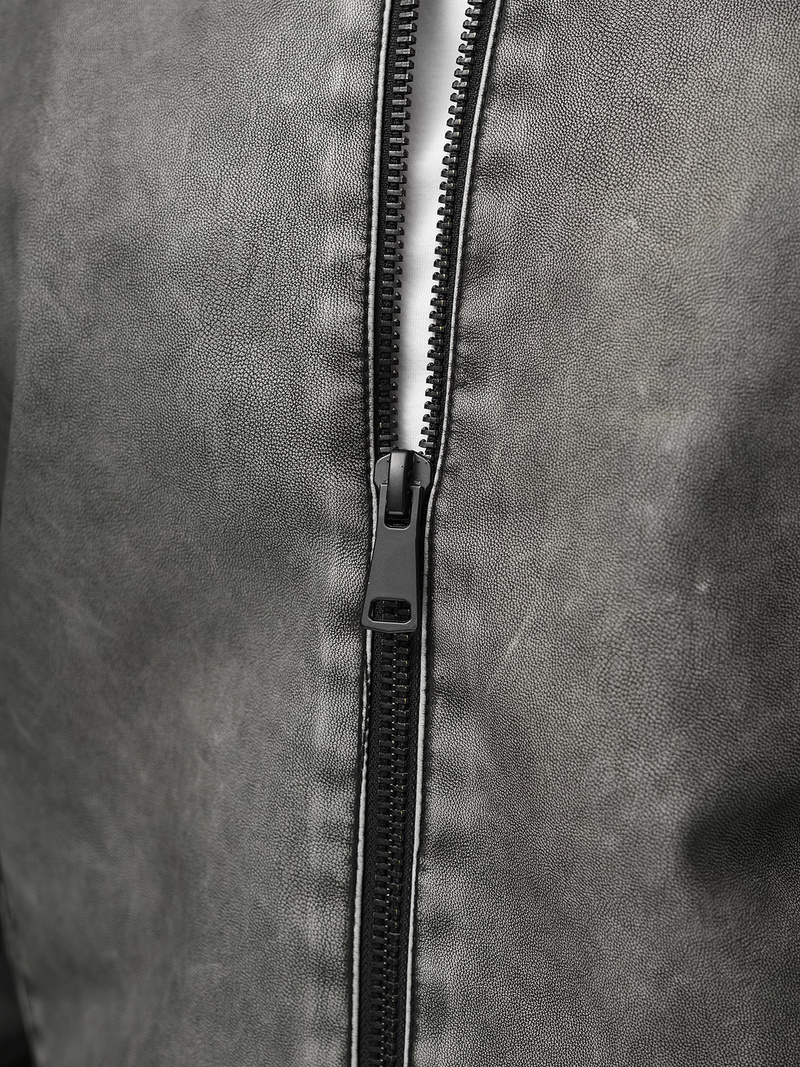 Férfi bőrdzseki grafit OZONEE JS/11Z8107