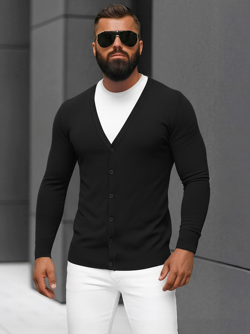 Férfi Pulóver Fekete OZONEE NB/MM6006/4Z