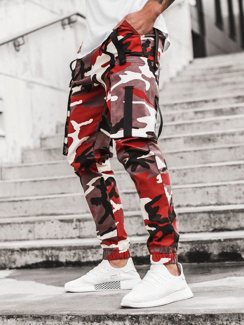 Férfi nadrág jogger bordó-bézs OZONEE O/11102