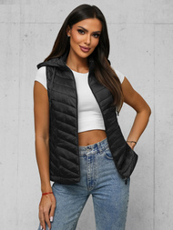 Női hosszú mellény fekete OZONEE JS/16M9255/392