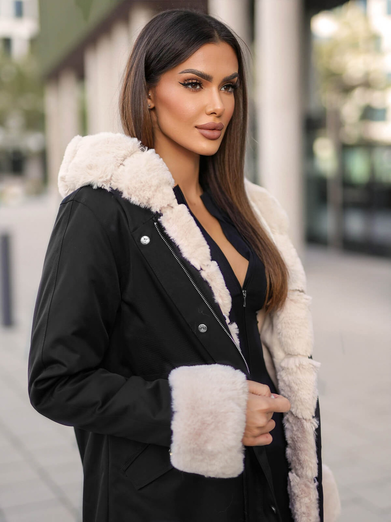 Női téli kabát Fekete OZONEE JS/M763/392Z