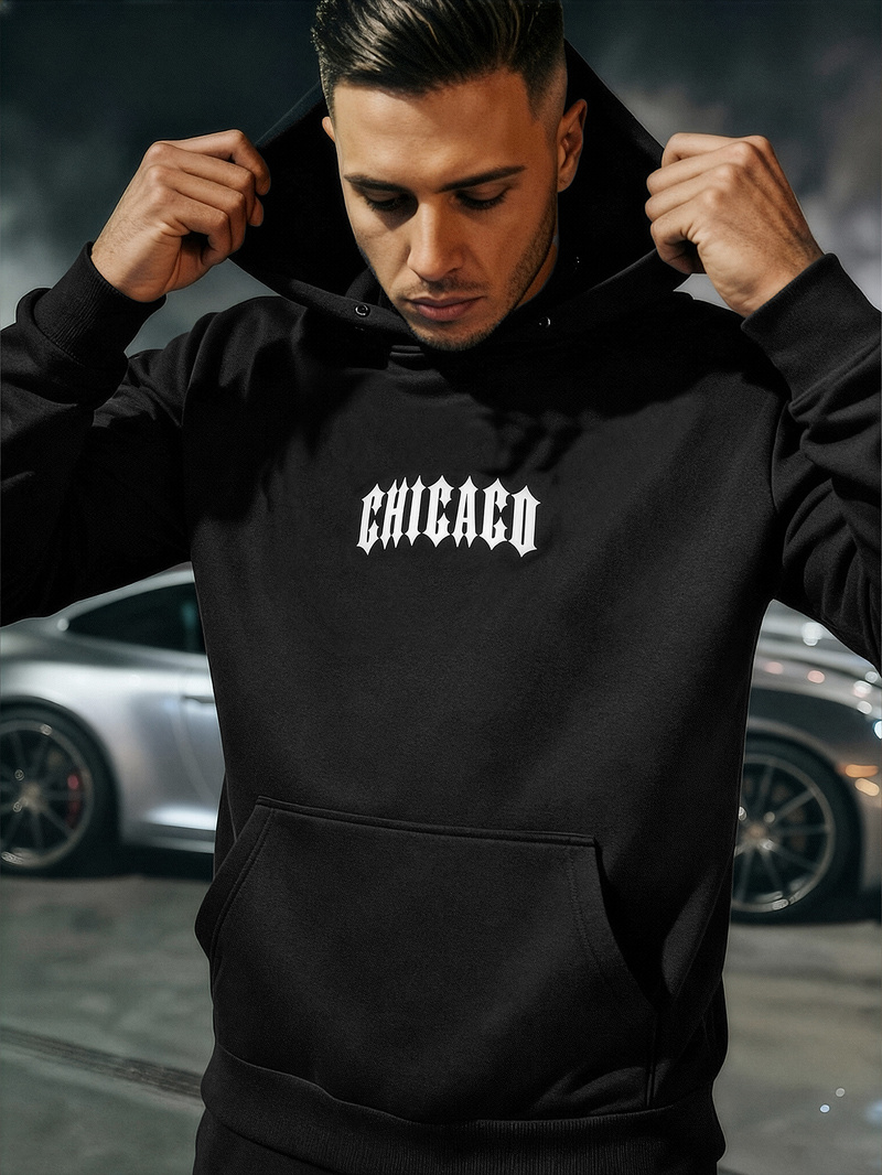 Férfi kapucnis felső fekete OZONEE JS/21B1903/3