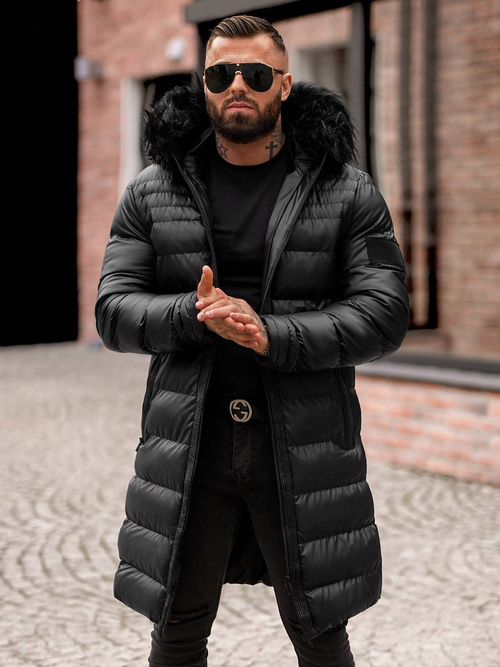 Férfi téli kabát fekete OZONEE O/M801Z