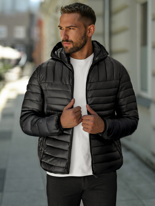 Férfi Steppelt Kabát Fekete OZONEE JS/16M9336/392B