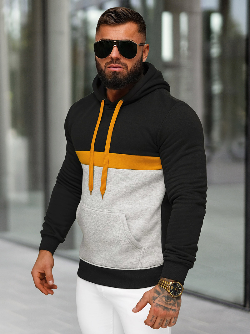 Férfi kapucnis felső fekete OZONEE JS/8B1319/3