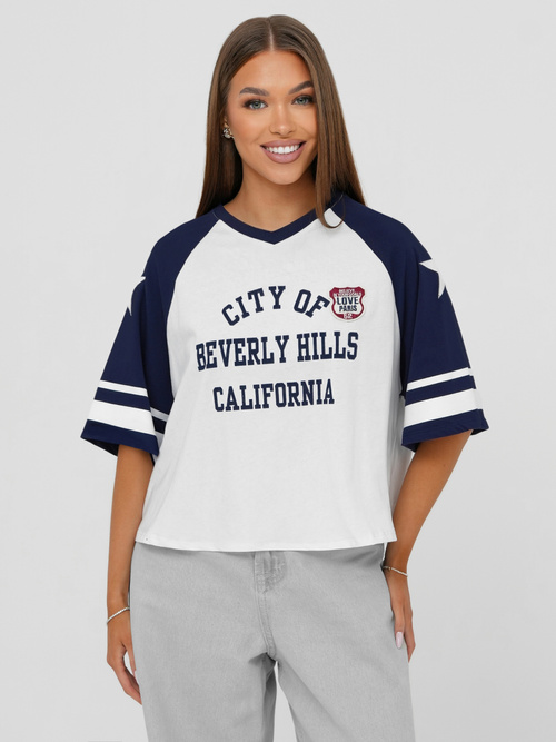 Női polo fehér-gránát OZONEE JS/R62493