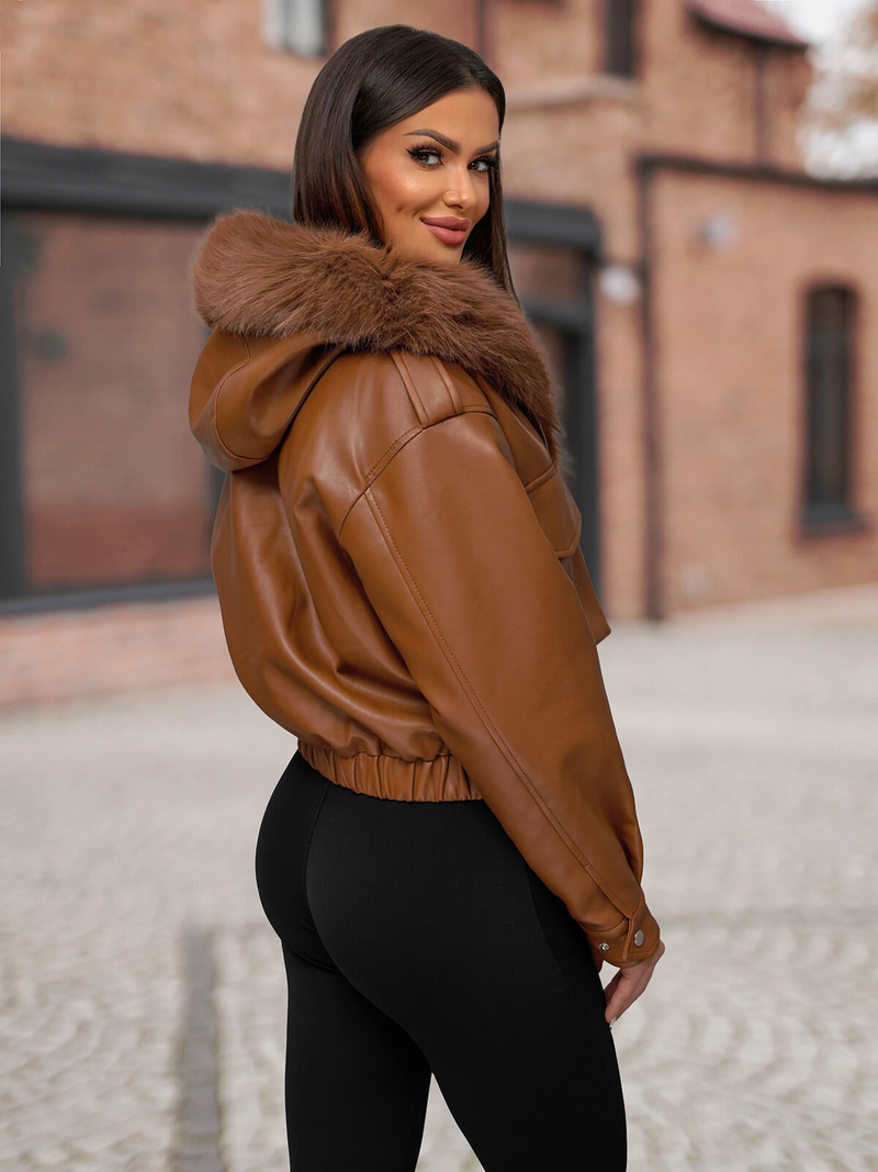 Női Bőrdzseki Barna OZONEE O/G125