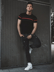 Férfi blúz Fekete OZONEE L/2296