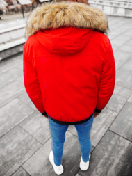 Férfi téli kabát piros OZONEE JS/M2019/275