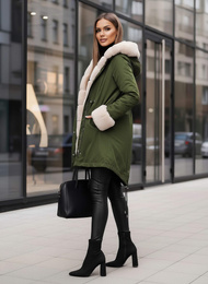 Női téli kabát zöld OZONEE JS/M763/136Z