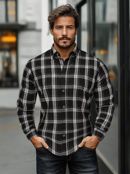 Férfi Ing Fekete OZONEE O/V131