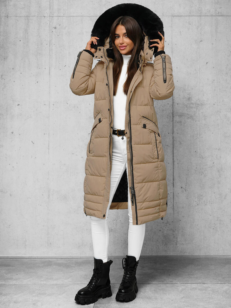 Női téli kabát sötét-bézs OZONEE O/W377