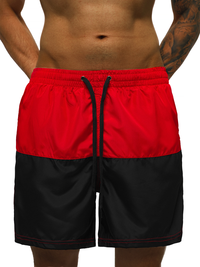 Férfi fürdőnadrág piros-fekete OZONEE JS/HM067
