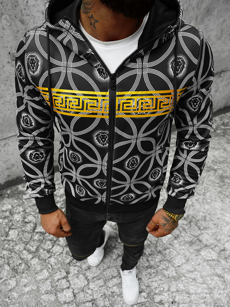 Férfi kapucnis pulóver fekete OZONEE JS/B8123