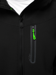 Férfi kapucnis softshell kabát fekete-zöld OZONEE GE/12269Z