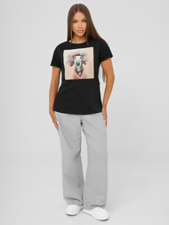 Női polo fekete-rózsaszín OZONEE JS/YJ77726