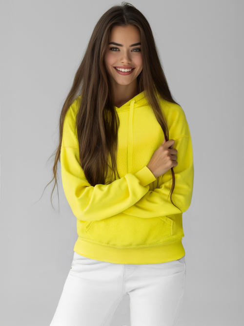 Női kapucnis pulóver Sárga neon OZONEE JS/W02Z