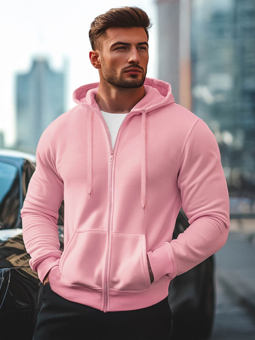 Férfi kapucnis pulóver púder rózsaszín OZONEE JS/2008Z