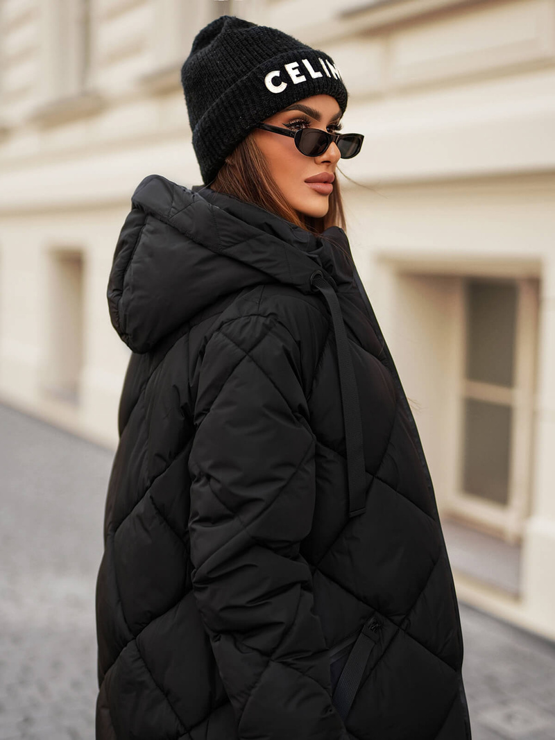 Női téli kabát fekete OZONEE JS/5M3168/392Z