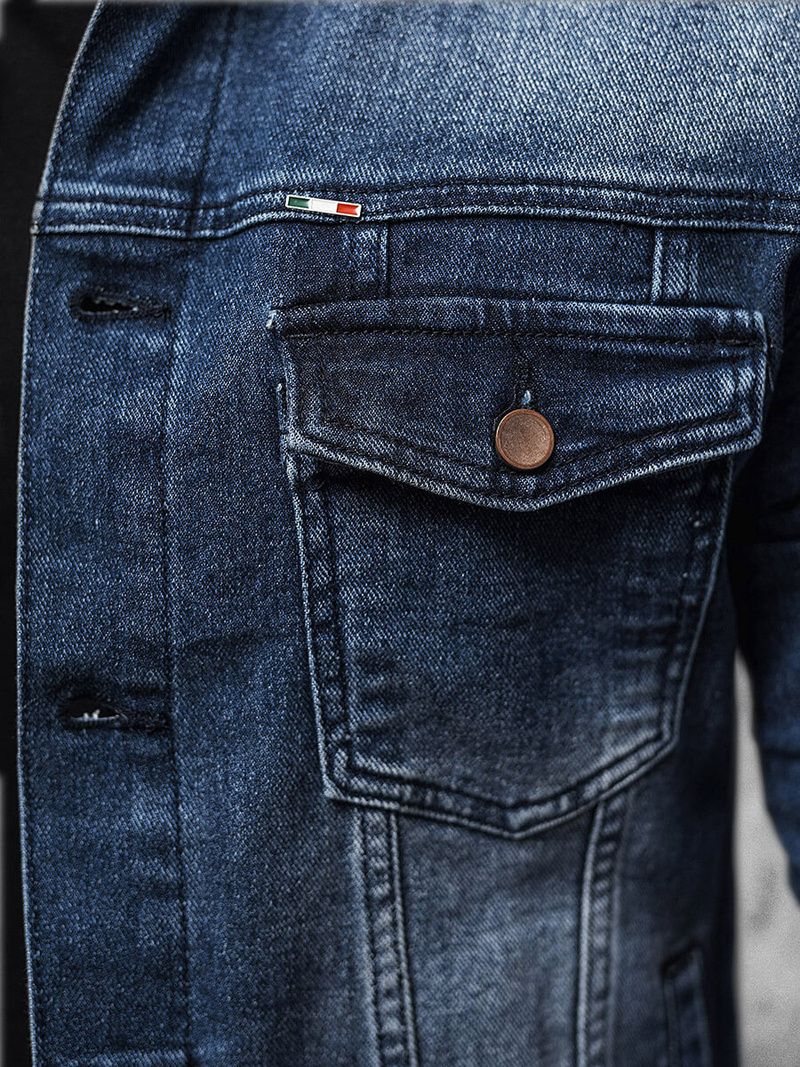 Férfi Farmer Dzseki Sötét-Kék OZONEE NB/MJ523BS