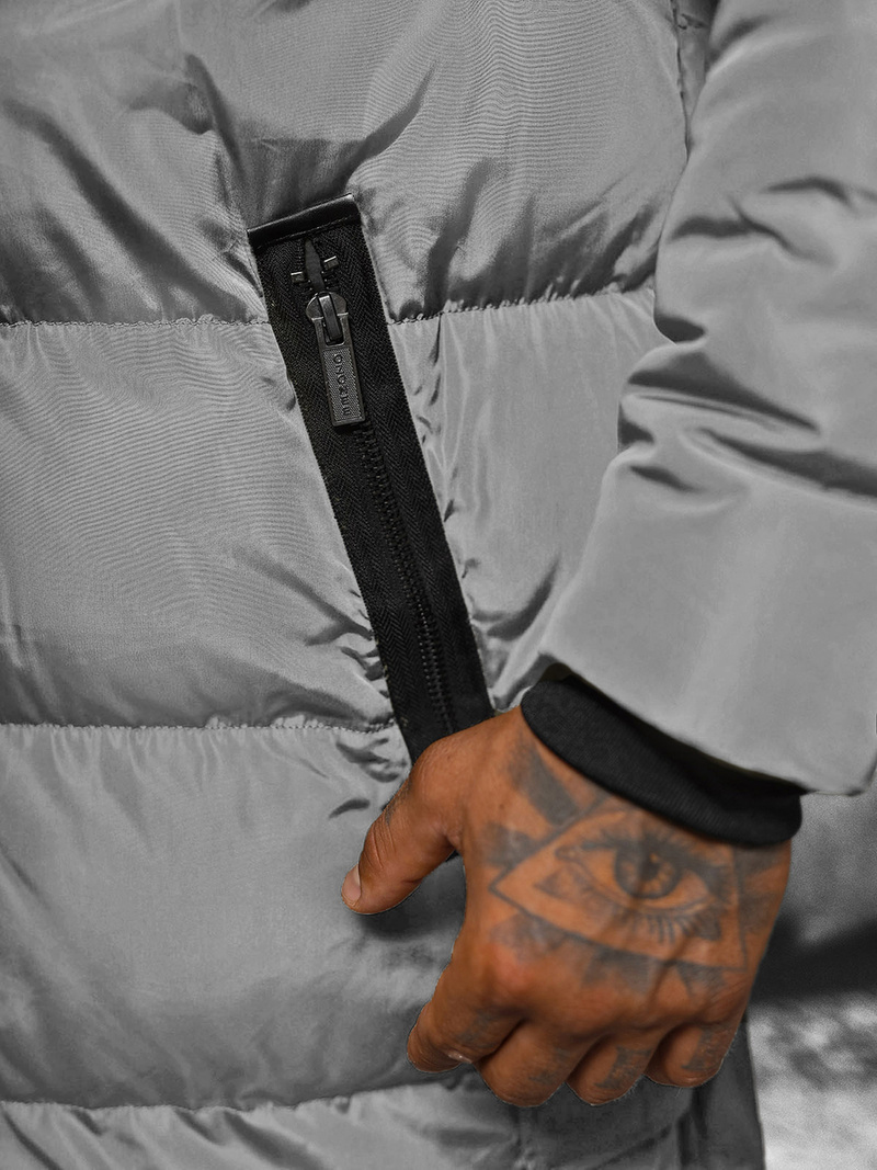 Férfi steppelt Kabát Szürke OZONEE O/M799