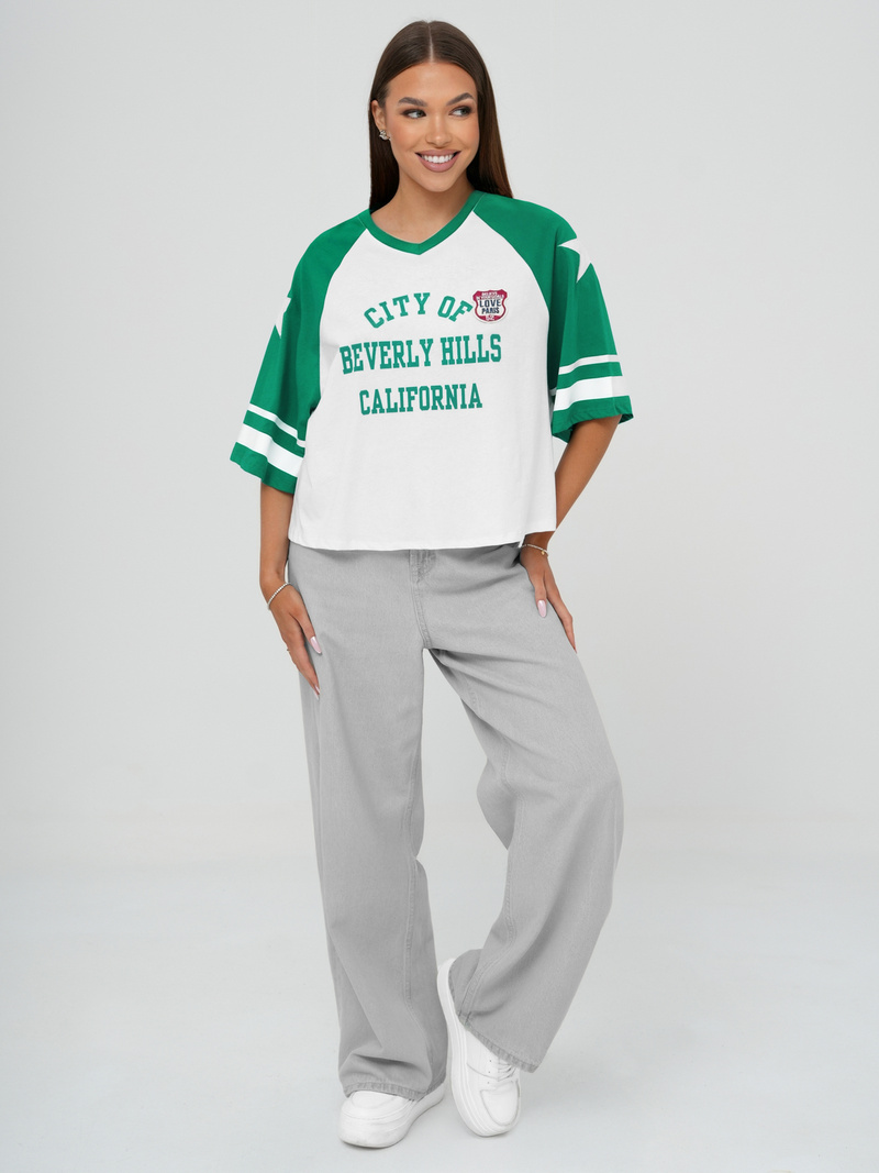 Női Polo Fehér-Zöld OZONEE JS/R62493