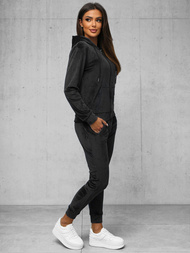 Női Melegítő Szett Velúr Fekete OZONEE JS/8C1176/3Z