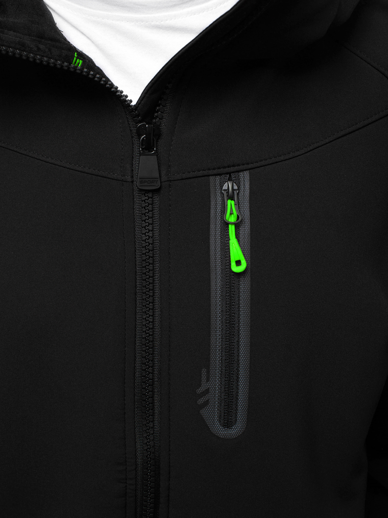 Férfi kapucnis softshell kabát fekete-zöld OZONEE GE/12269Z