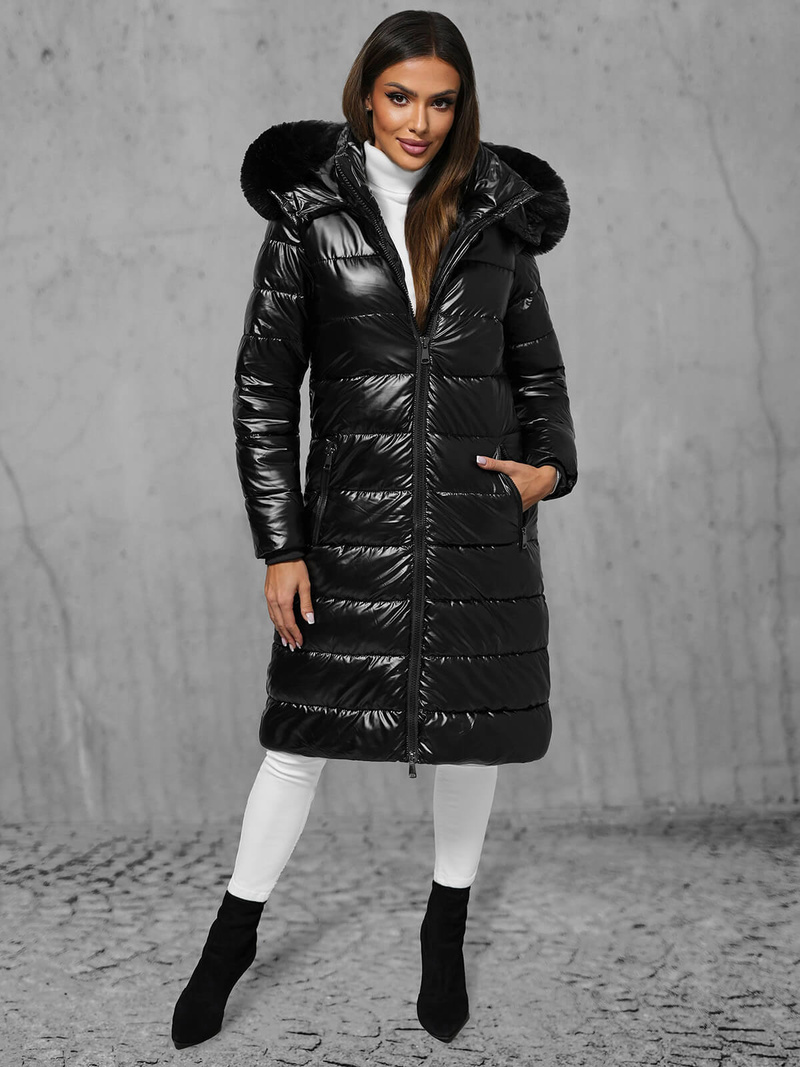 Női téli kabát fekete OZONEE JS/16M9127/392