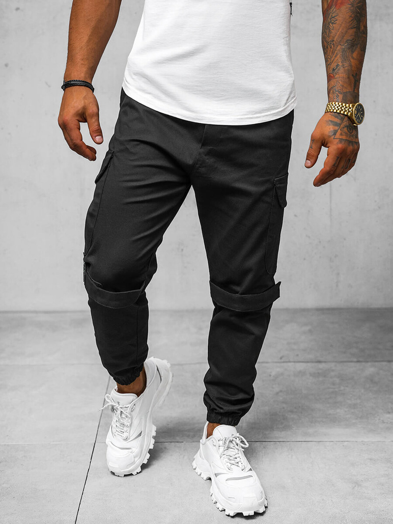 Férfi chino nadrág nadrág fekete OZONEE O/G3014Z