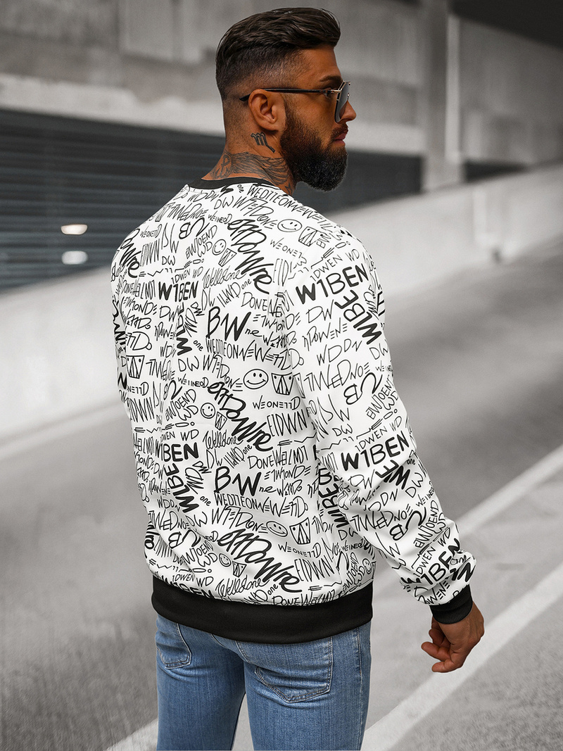 Férfi Pulóver Fehér OZONEE JS/8B1218/1