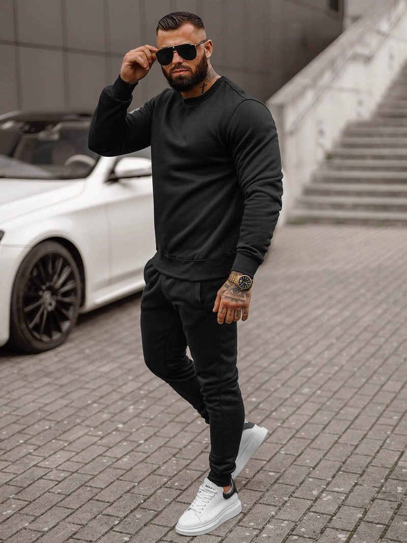 Férfi melegítő együttes Fekete OZONEE JS/68C10380/3Z