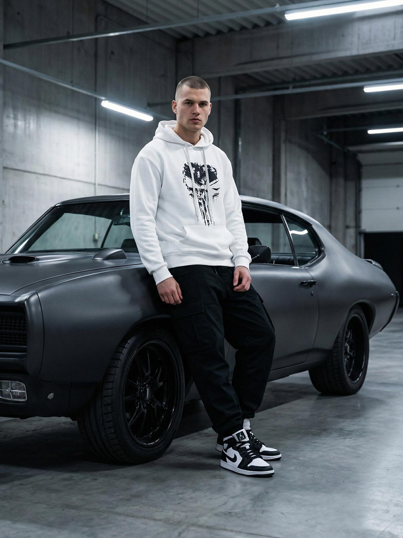 Férfi kapucnis felső fehér OZONEE JS/65B3907/1Z