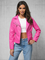 Női Bőrdzseki Rózsaszín OZONEE O/G88