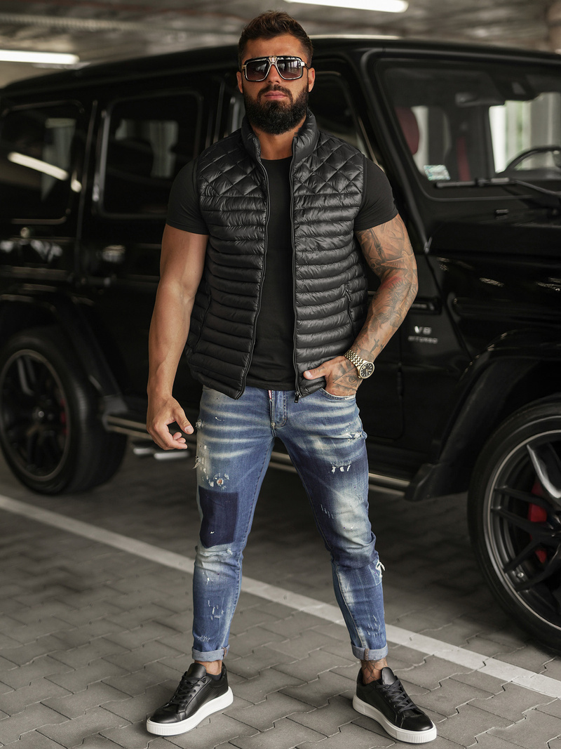 Férfi mellény fekete OZONEE JS/16M9333/392BZ