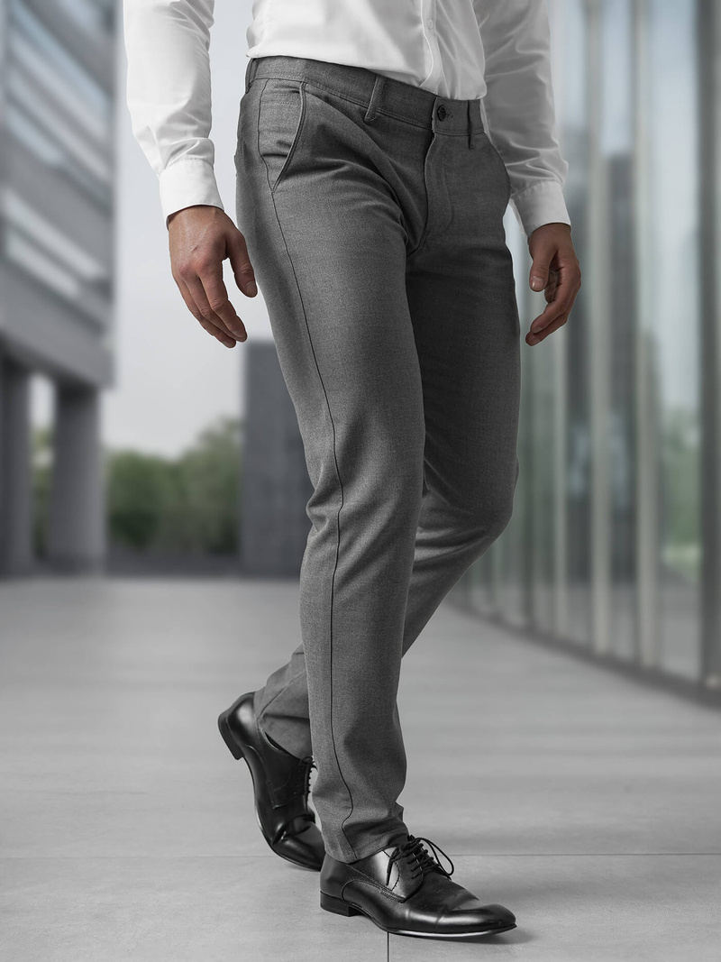 Férfi chino nadrág sötét-szürke OZONEE V/6545