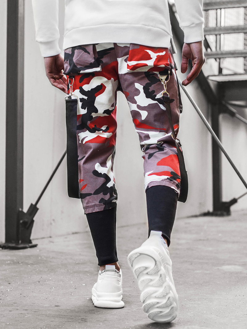 Férfi nadrág jogger bordó-bézs OZONEE G/11133