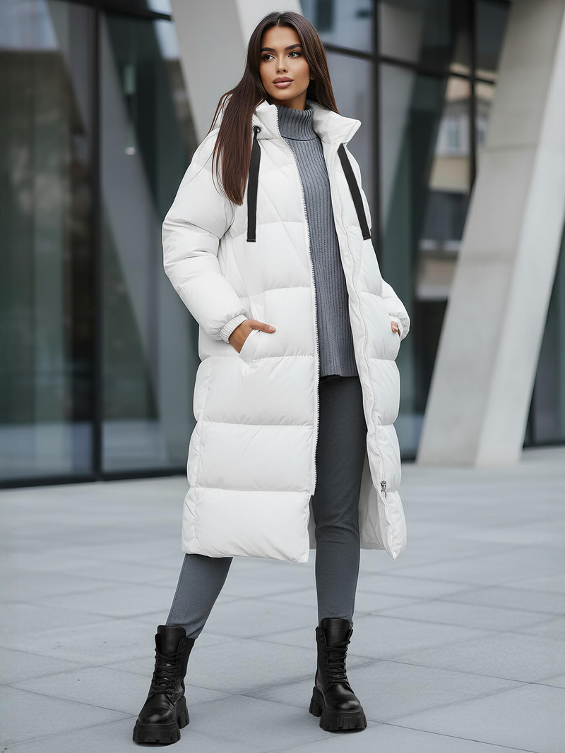 Női téli kabát fehér OZONEE JS/5M3163/281Z