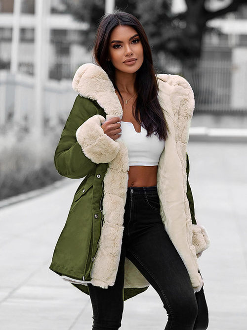 Női téli kabát zöld OZONEE JS/M763/136Z